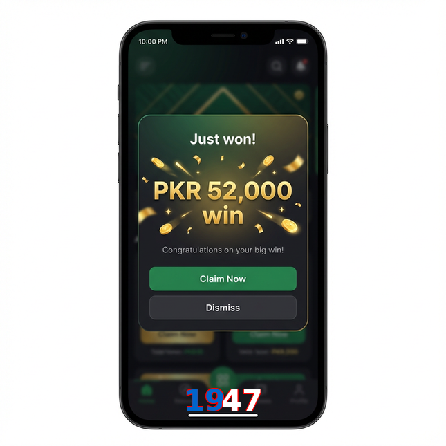 Main screen of 1947 win page for PK players